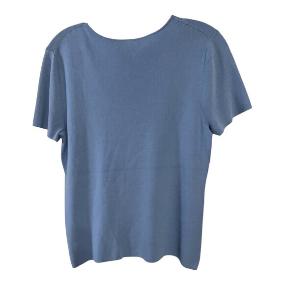 Cable & Gauge Women’s Size L Blue Short Sleeve Top – Chain Link Accent - Picture 3 of 3